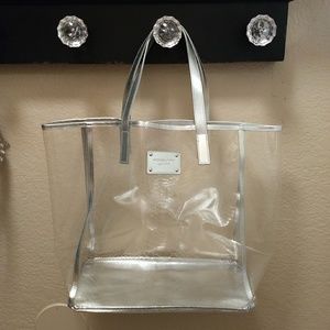 Michael Kors large clear & silver tote bag